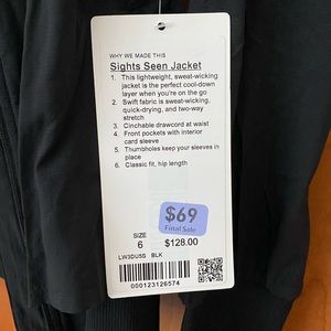 Black size 6 lightweight lululemon jacket
